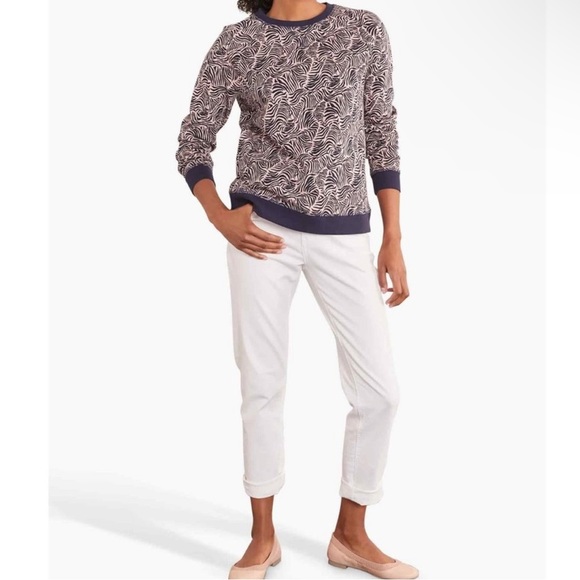 Boden The Sweatshirt Milkshake Pink and Navy Ripple Wave Fleece Pullover Size XS - Picture 1 of 7